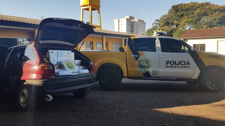 PRE de Cascavel detém homem e apreende carro com cigarros na PR-585