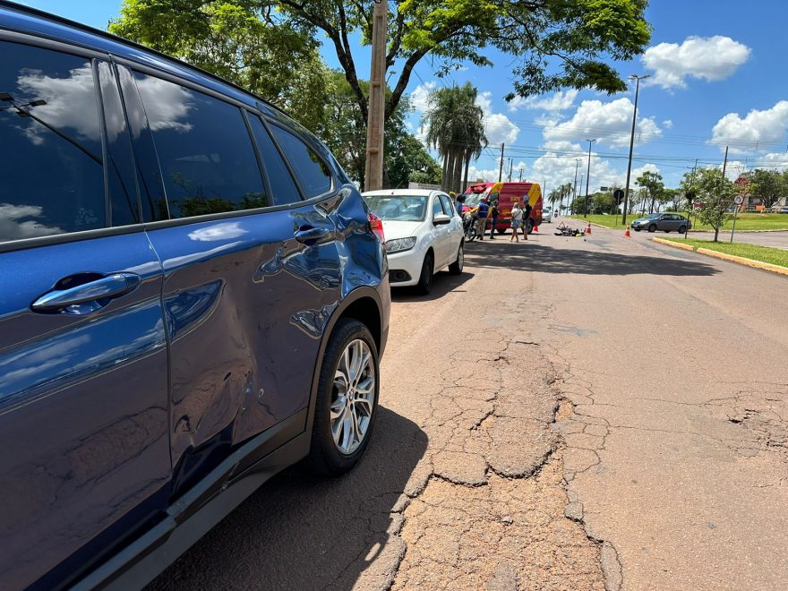 Mais uma colisão com BMW é registrada em Cascavel; Desta vez, motociclista fica ferido