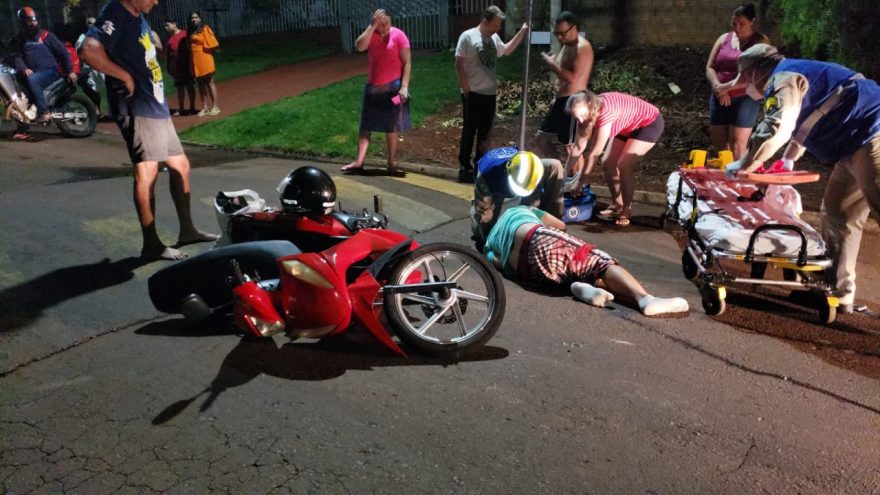 Motociclista fica ferido em acidente de trânsito no Bairro Canadá