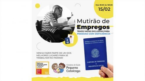 Curitiba – Mutirão de Empregos vai oferecer vagas para pessoas com deficiência em Curitiba Imagem referente a Curitiba – Mutirão de Empregos vai oferecer vagas para pessoas com deficiência em Curitiba