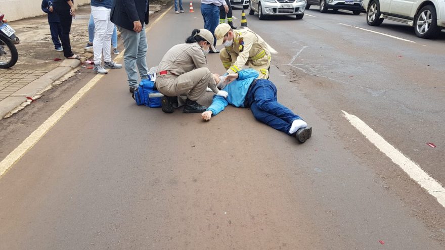 Motociclista fica ferido após acidente de trânsito na Rua Erechim
