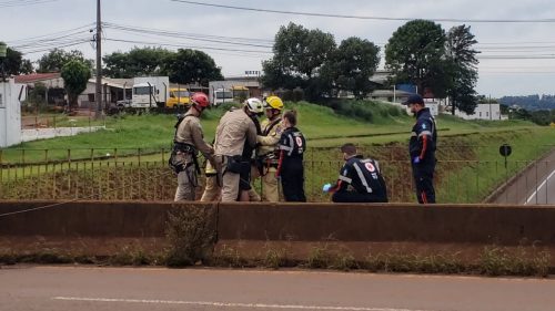 Homem em surto no Viaduto Carelli mobiliza Corpo de Bombeiros