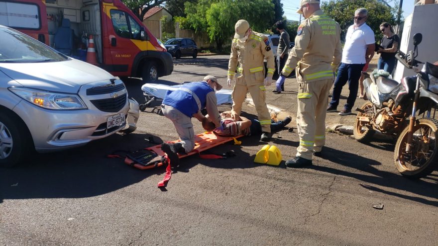 Motociclista fica ferido em acidente de trânsito no Centro