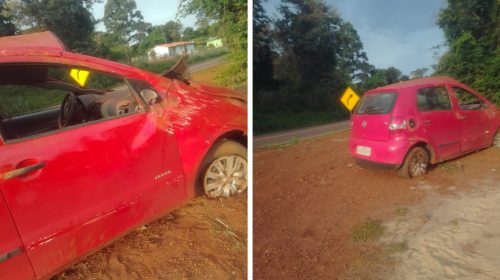 Fox fica destruído após capotamento na PR-180 em Cascavel