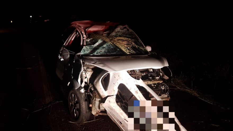 Idoso fica ferido em capotamento na BR-467 entre Cascavel e Sede Alvorada