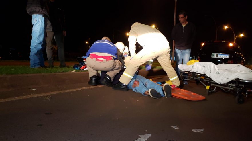 Motociclista fica ferido em acidente de trânsito na Av. Barão do Rio Branco