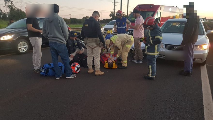 Motociclista fica ferido em acidente de trânsito na BR-277 em Cascavel
