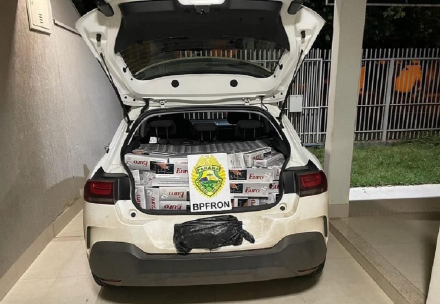 BPFRON apreende carro carregado com cigarros contrabandeados em Umuarama