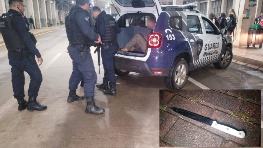 Em rápida ação, homem é detido pela GM após assaltar mulher com faca na Rodoviária