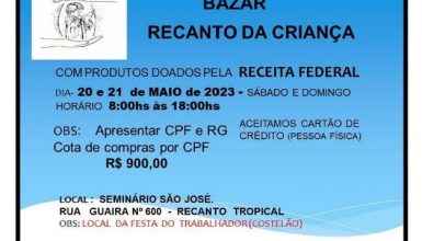Imagem referente a Bazar com produtos doados pela Receita Federal será neste fim de semana