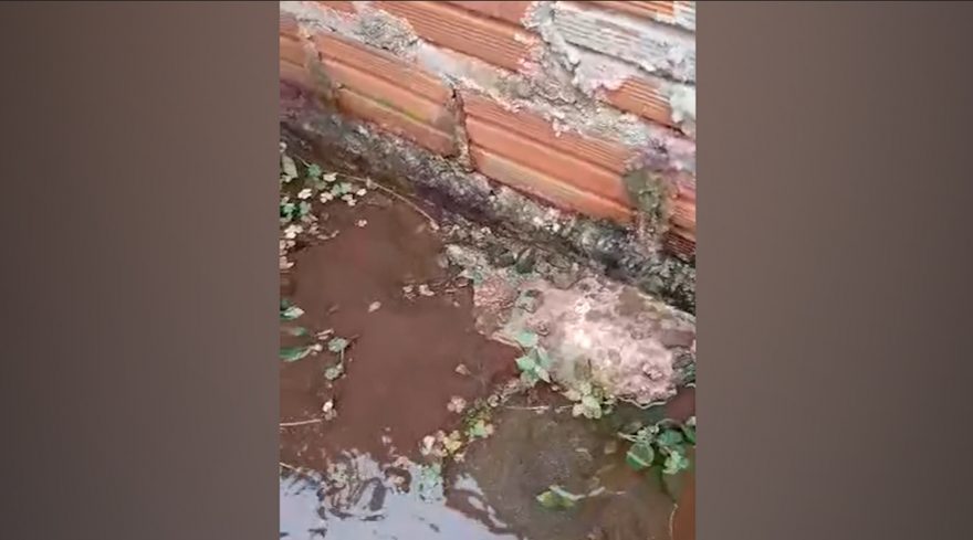 Internauta mostra mina de água em residência no Conjunto Gralha Azul e teme que casa desabe