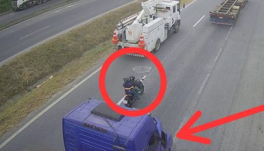 Imagem referente a Câmera de segurança mostra momento em que caminhão passa em cima de motociclistas na BR-277