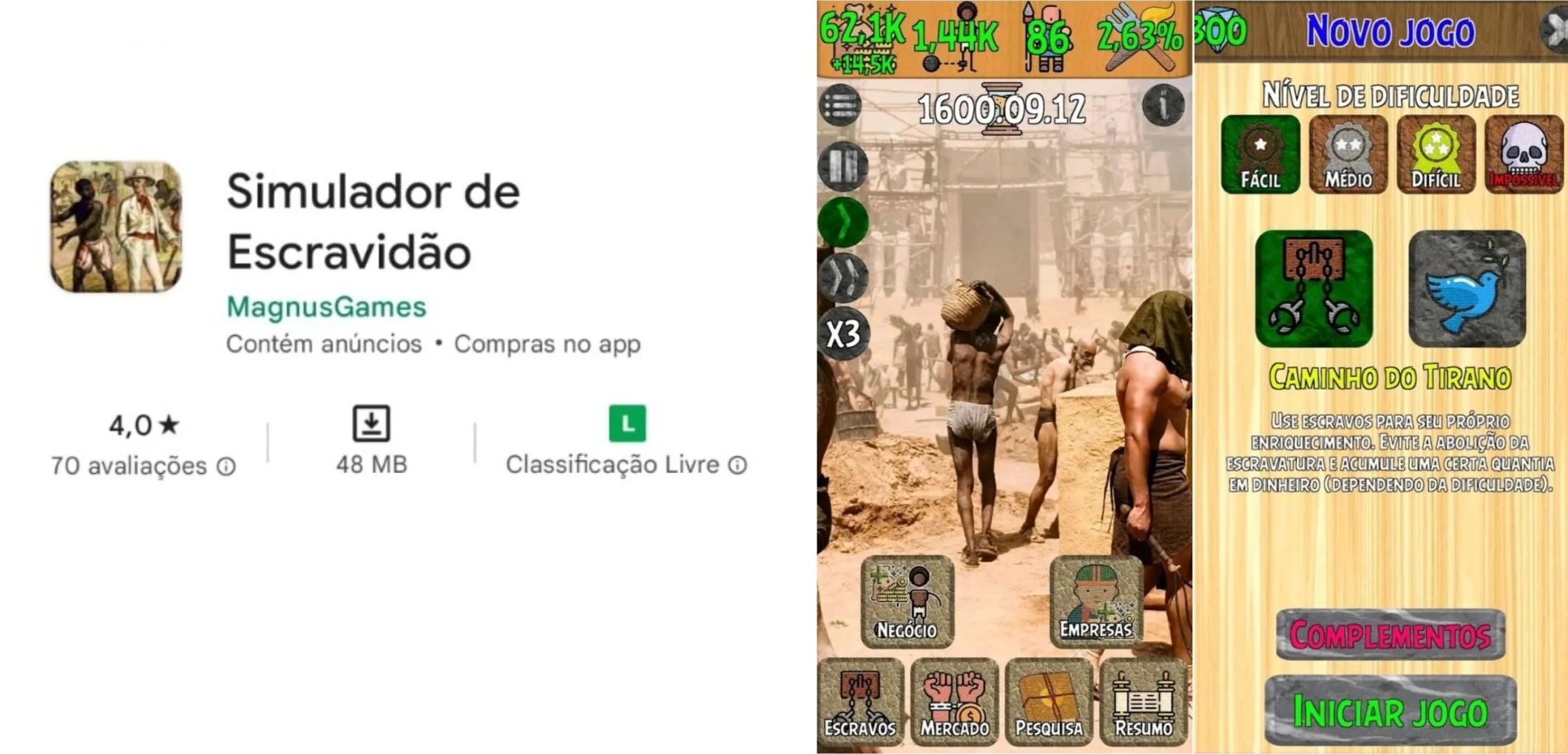 Loja do Google oferece o jogo 'Simulador de Escravidão' para 'fins