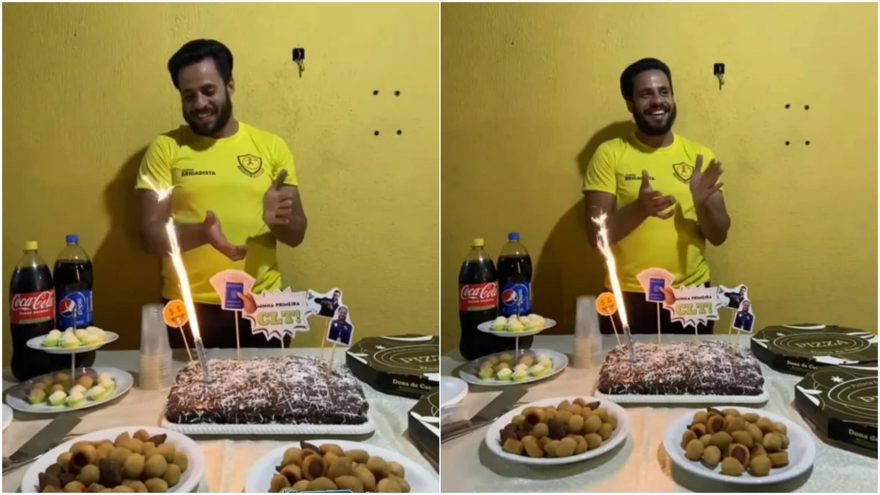 Família faz festa surpresa para comemorar primeiro emprego com carteira assinada do filho