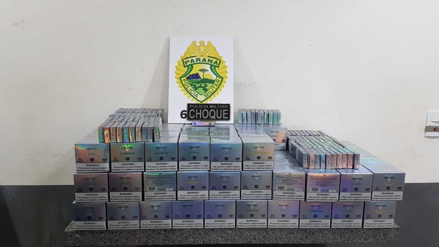 Grande quantidade de cigarros eletrônicos é apreendida pelo Pelotão de Choque da PM