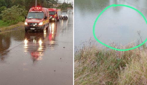 Imagem referente a Pai salva filhos após carro com família do Sudoeste cair em um açude 