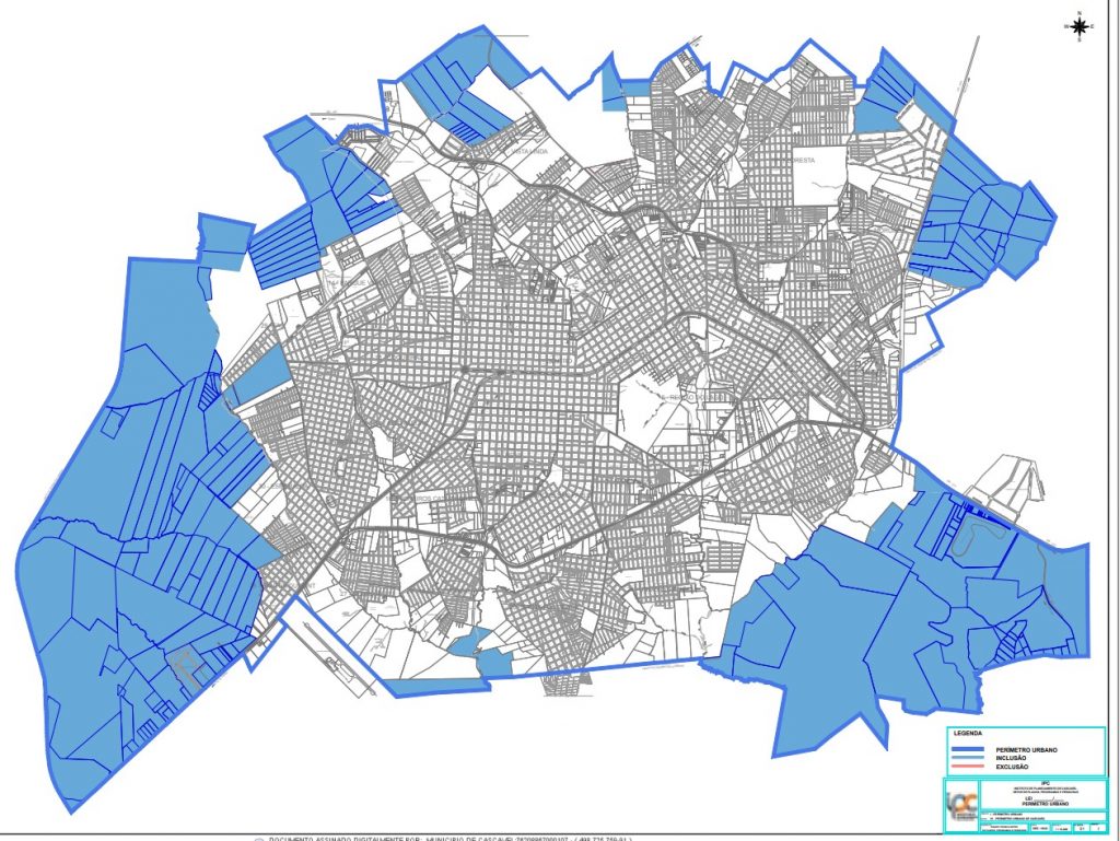 Perímetro urbano de Cascavel tem aumento de 55% com aprovação de lei; área passa de 110,45 km² para 171,66 km² Perímetro urbano de Cascavel tem aumento de 55% com aprovação de lei; área passa de 110,45 km² para 171,66 km²