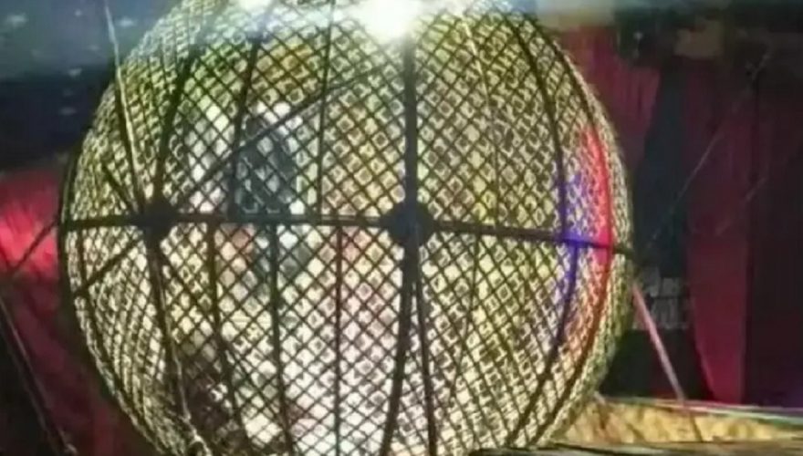 Apresentação no Globo da Morte termina com motociclista ferido