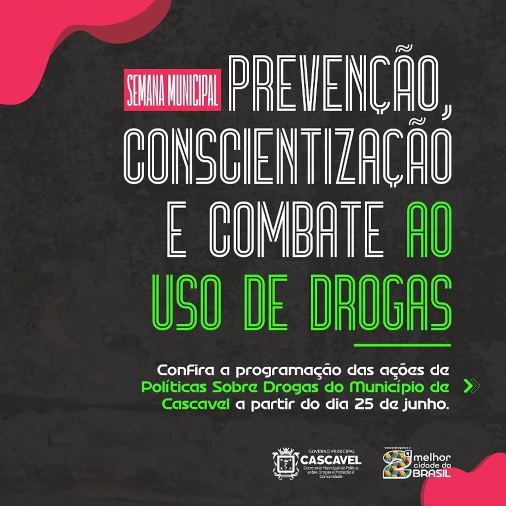 Cascavel terá semana dedicada à prevenção ao uso de drogas