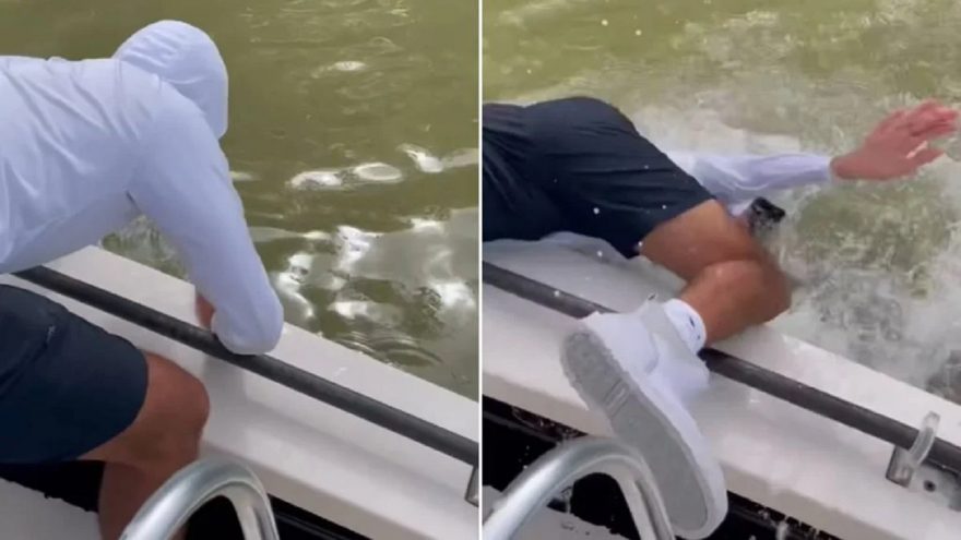 Impressionante! Pescador é mordido por tubarão e arrastado para a água
