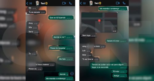 Imagem referente a Veja a conversa de Taciana Gomes dos Santos pedindo SOS para amiga antes de ser morta