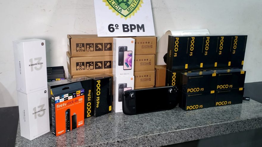 Eletrônicos avaliados em R$ 60 mil são apreendidos pela Cavalaria na BR-369
