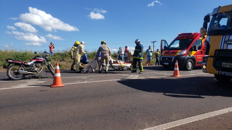 Motociclista fica gravemente ferido em acidente de trânsito na BR-467