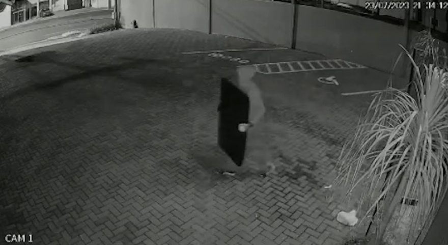 Câmera flagra momento em que GM prende autor de furto de televisão em Salão de Beleza