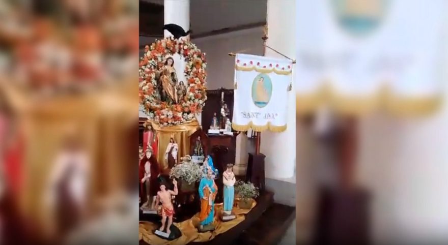 Jacu gigante invade matriz e derruba imagem de Sant’Ana às vésperas de festividades