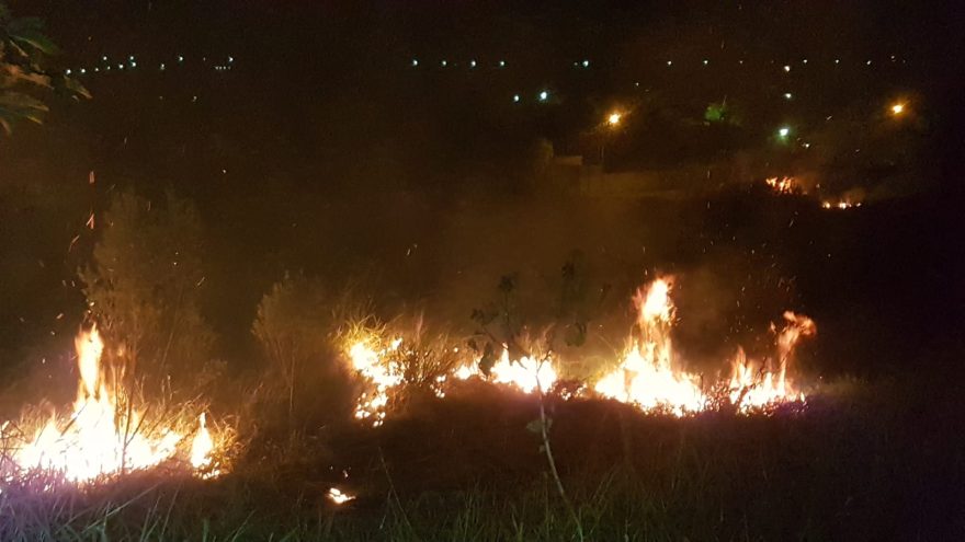 Grande incêndio em vegetação é registrado no bairro Santa Cruz