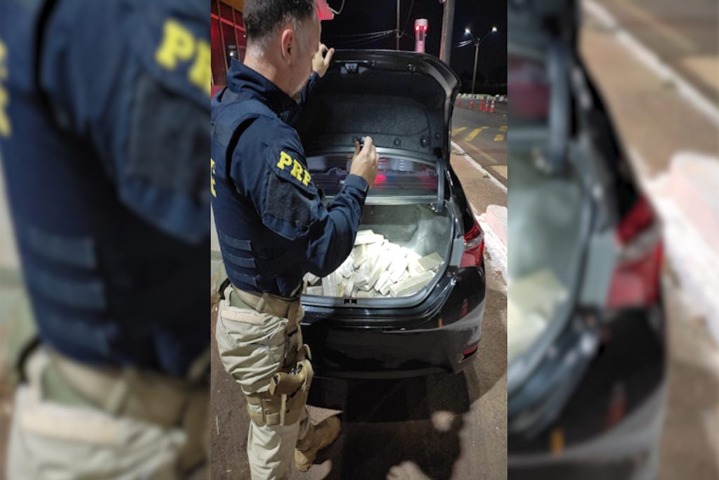 PRF apreende mais de 100 kg de maconha e recupera carro roubado em Santa Terezinha de Itaipu