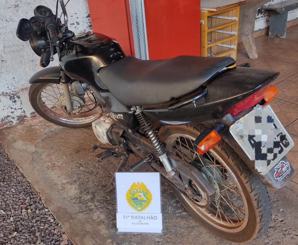 PM recupera moto com sinal de identificação adulterado em Formosa do Oeste