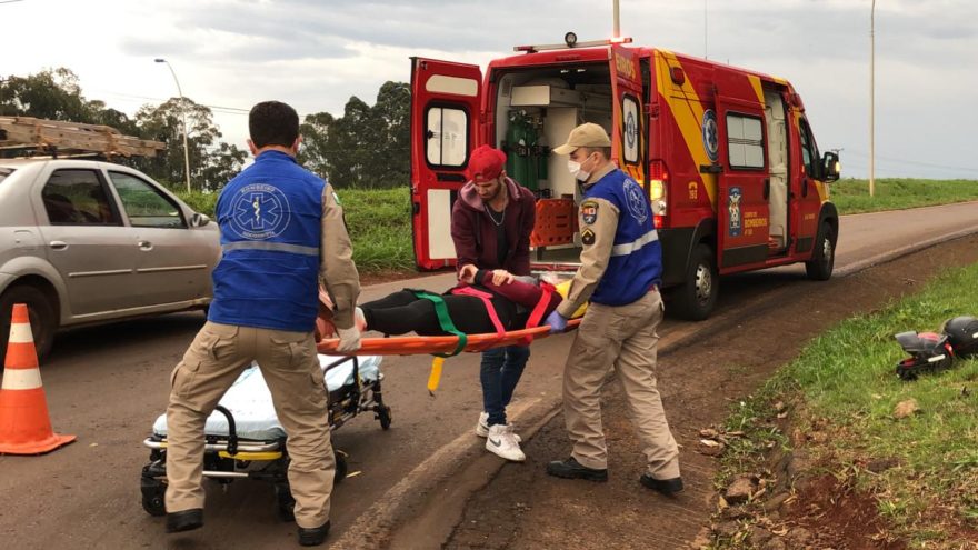 Mulher tem fratura no punho após acidente às margens da BR-467