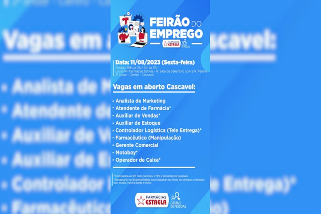 Farmácias Estrela promovem Feirão do Emprego nesta sexta-feira