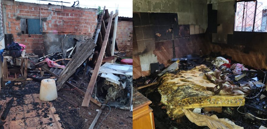 Família precisa de doações após ter casa destruída em incêndio