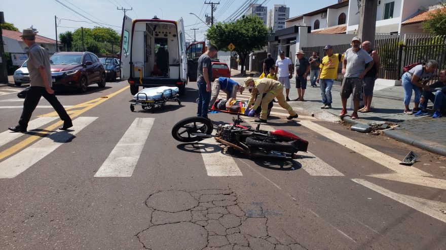 Acidente no Cancelli deixa motociclista com fratura na perna