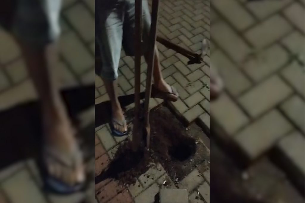 Moradores do Santa Cruz instalam placa de pare em local de acidente
