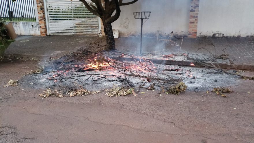 Moradores acionam Bombeiros para incêndio em edificação, mas fogo era em galhos na rua