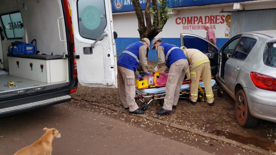 Dog Caramelo acompanha atento o trabalho de resgate do Siate à vítima de agressão