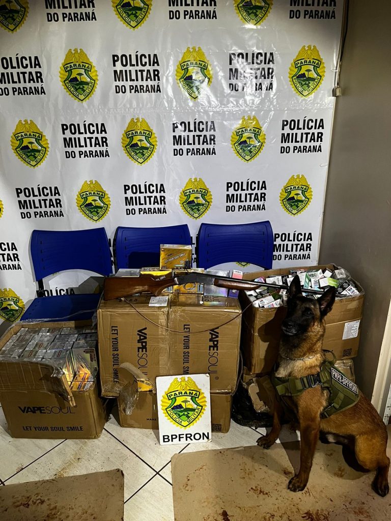 BPFron apreende produtos contrabandeados e arma de fogo em Missal