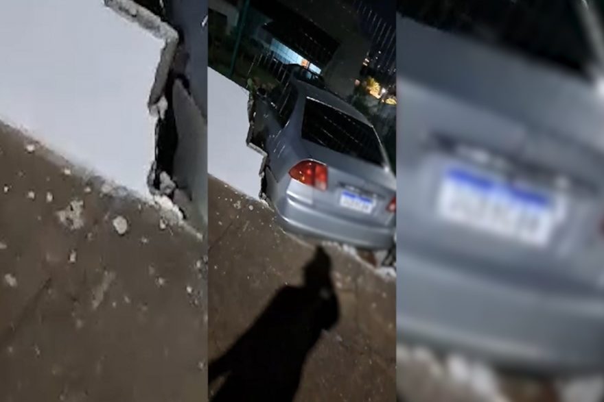 Carro desgovernado derruba muro e invade residência no Centro