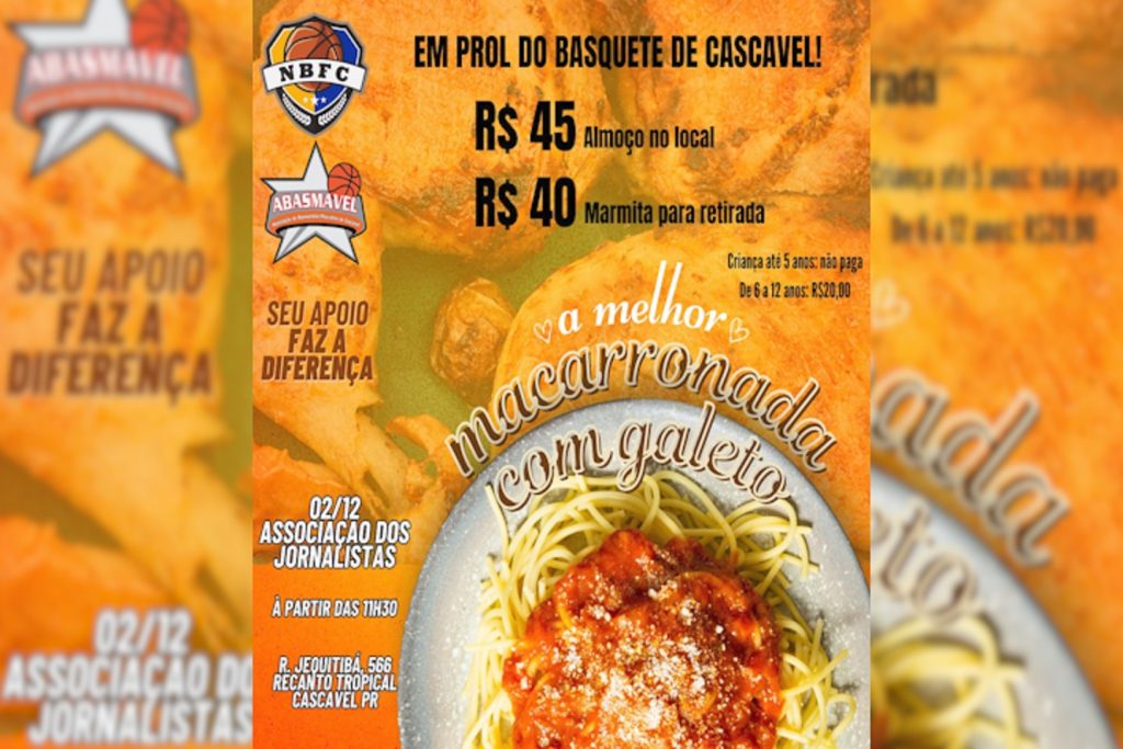 Basquete de Cascavel promove almoço para manter projetos gratuitos da modalidade