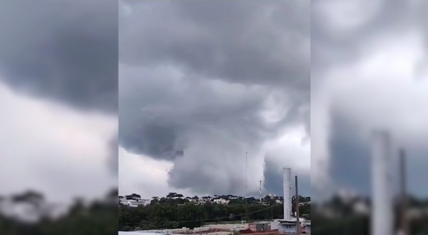 Imagens impressionantes registram princípio de formação de Tornado em Cascavel