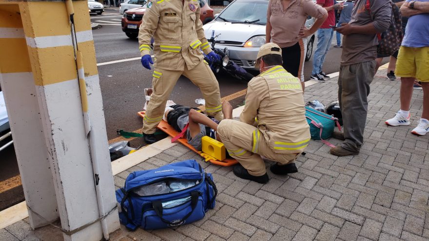 Motociclista fica ferido em acidente na Rua Recife