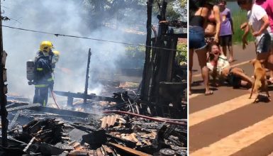 Imagem referente a Casa é destruída por incêndio e suposta incendiária é agredida em via pública no Cascavel Velho