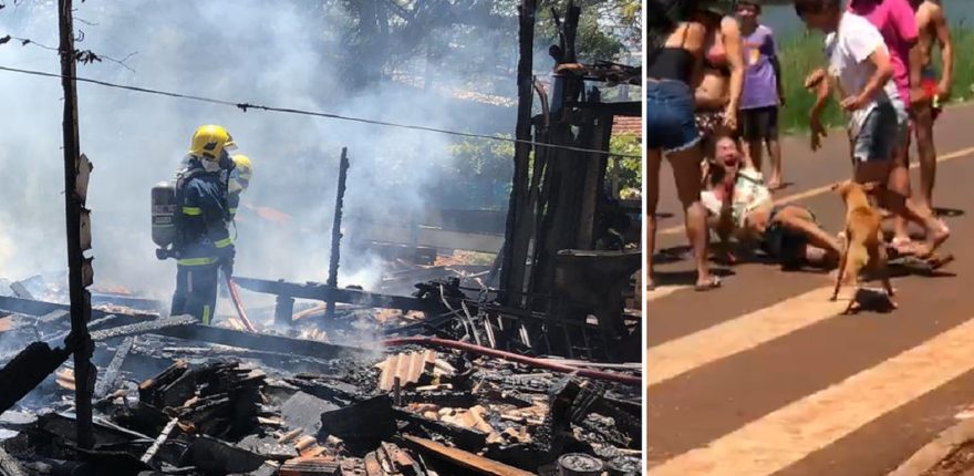 Casa é destruída por incêndio e suposta incendiária é agredida em via pública no Cascavel Velho