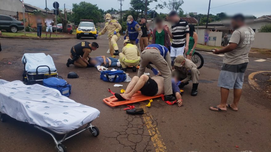 Mulher fratura braço e perna em acidente na Rua Parecis no Santa Cruz