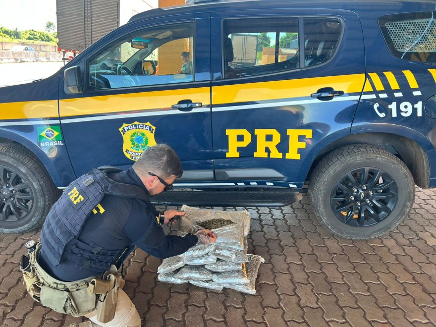 PRF de Cascavel apreende mala carregada com maconha capulho na BR-277