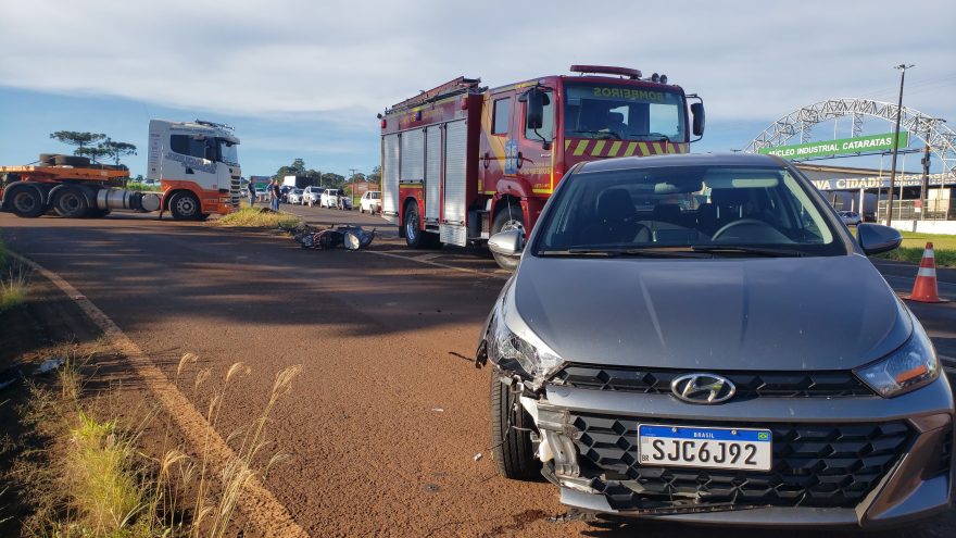 Colisão entre carro e moto deixa motociclista ferido na BR-369