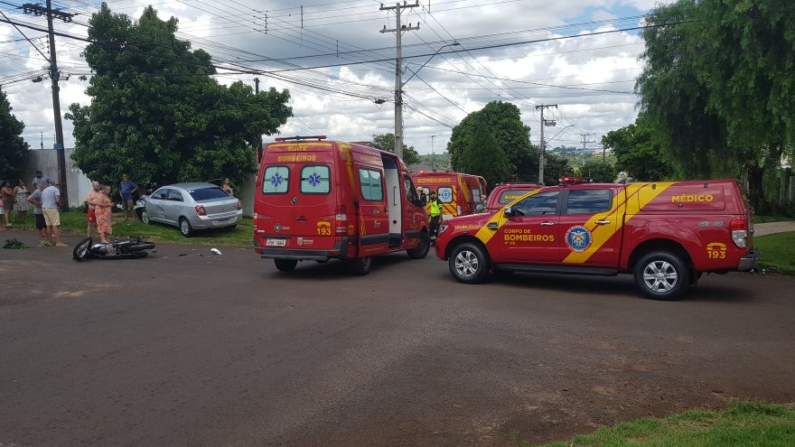 Grande efetivo é mobilizado após acidente que deixou jovem e criança feridos